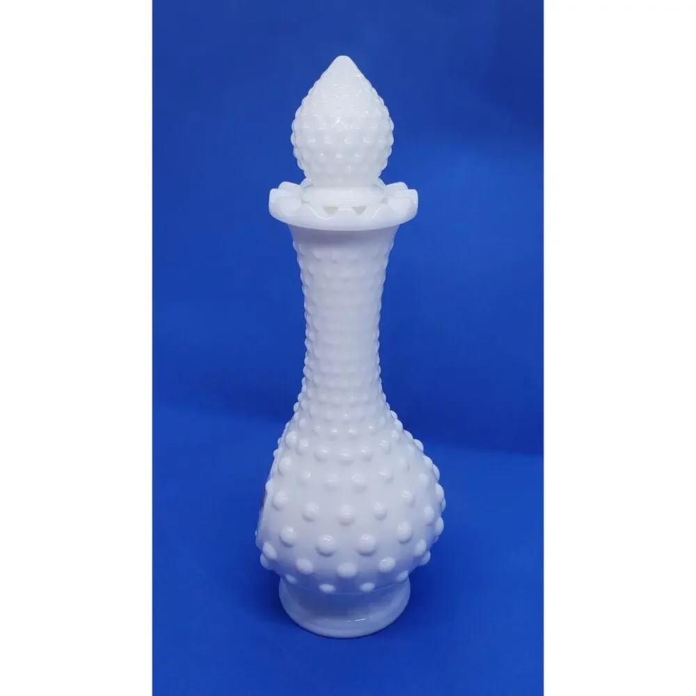 Vintage Perfume Bottle Milk Glass Hobnail Bud Vase Roses Collectible Empty Avon